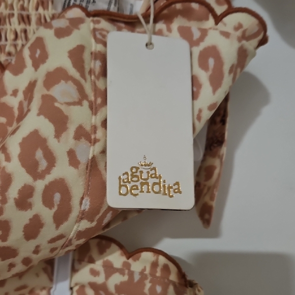 Agua Bendita Kids Casual Dress in Tan and Pink Floral - Picture 2 of 4